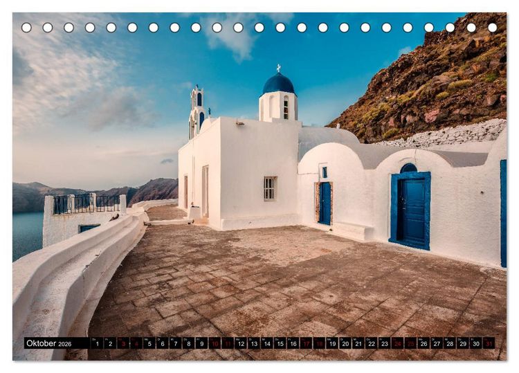Produktbild: Santorini - Perle in der &Auml;gais (Tischkalender 2026 DIN A5 quer), CALVENDO Monatskalender