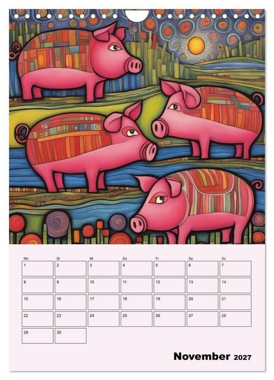 Produktbild: Farbenfrohe Tiermalerei (Wandkalender 2027 DIN A4 hoch), CALVENDO Monatskalender