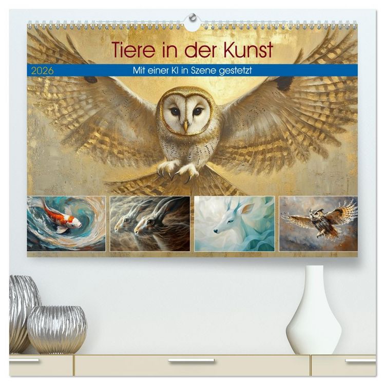 Produktbild: Tiere in der Kunst (hochwertiger Premium Wandkalender 2026 DIN A2 quer), Kunstdruck in Hochglanz
