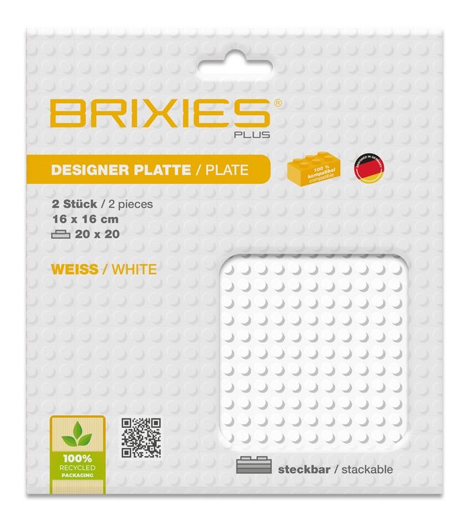 Produktbild: BRIXIES 225019 - Platte 20 x 20 Doppelpack wei&szlig;, Bauplatten, 1 St&uuml;ck