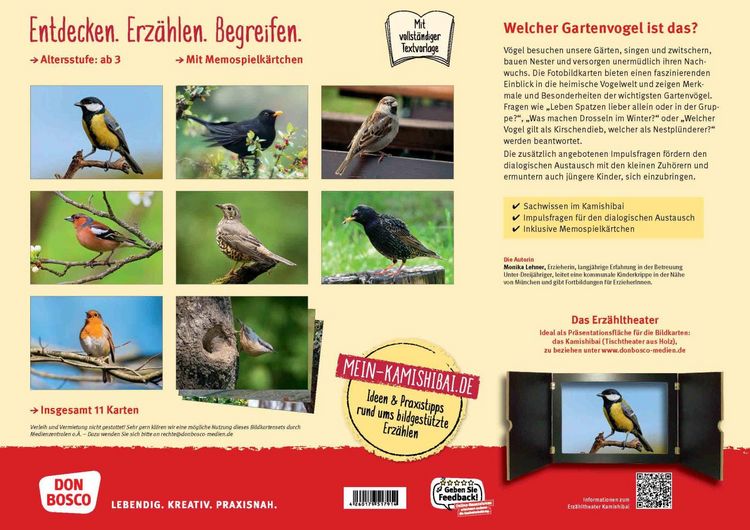 Produktbild: Amsel, Drossel, Fink und Star. Die V&ouml;gel in unserem Garten. Kamishibai Bildkarten und Memo-Spiel