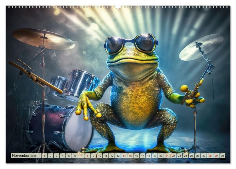 Produktbild: Frosch Konzert (hochwertiger Premium Wandkalender 2026 DIN A2 quer), Kunstdruck in Hochglanz