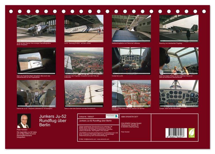 Produktbild: Junkers Ju-52 Rundflug &uuml;ber Berlin (Tischkalender 2026 DIN A5 quer), CALVENDO Monatskalender