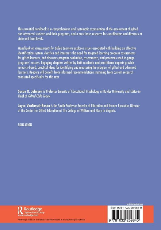 Produktbild: Handbook on Assessments for Gifted Learners