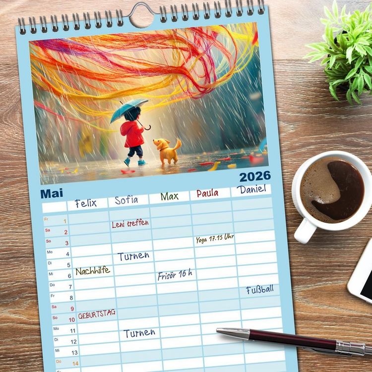 Produktbild: Familienplaner 2026 - Witzige Weisheiten f&uuml;r Kinder mit 5 Spalten (Wandkalender, 21 x 45 cm) CALVENDO