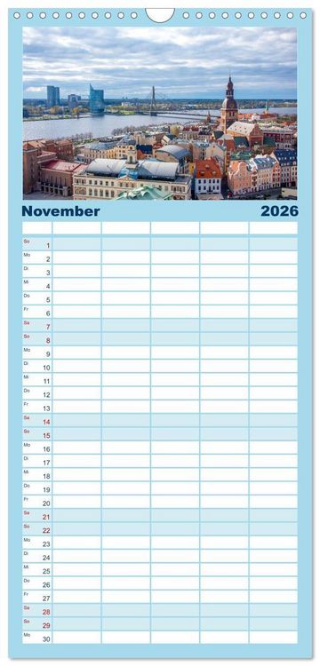 Produktbild: Familienplaner 2026 - Riga - Paris des Ostens mit 5 Spalten (Wandkalender, 21 x 45 cm) CALVENDO