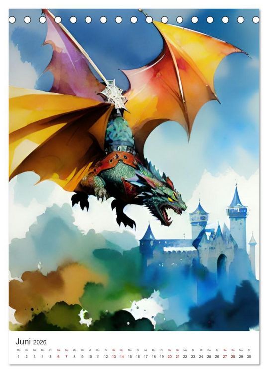 Produktbild: Faszination Mittelalter - Von mittelalterlichen Burgen und Drachen (Tischkalender 2026 DIN A5 hoch), CALVENDO Monatskalender