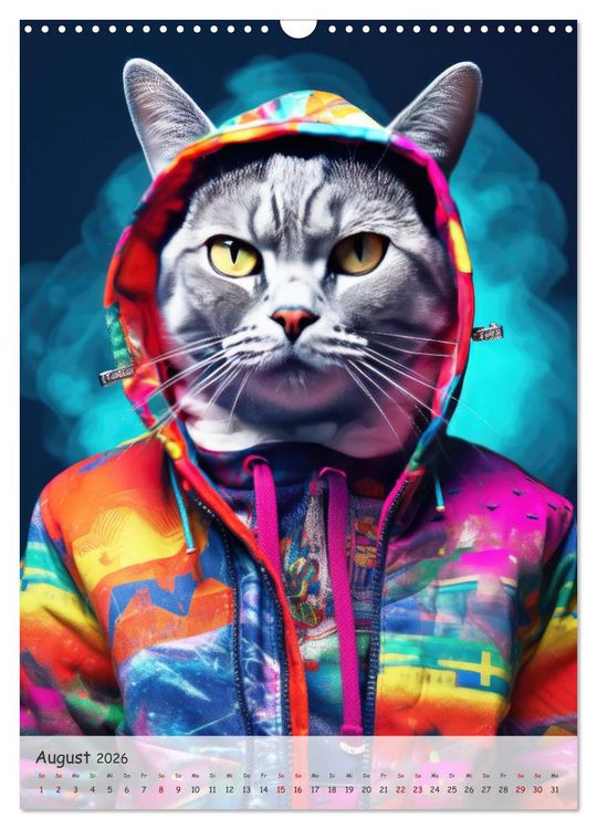 Produktbild: Katzen im lustigen Gangsterlook (Wandkalender 2026 DIN A3 hoch), CALVENDO Monatskalender