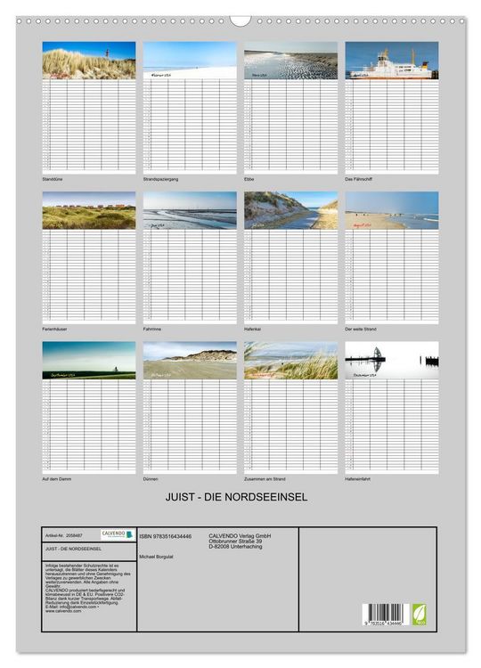Produktbild: JUIST - DIE NORDSEEINSEL (Wandkalender 2026 DIN A2 hoch), CALVENDO Monatskalender