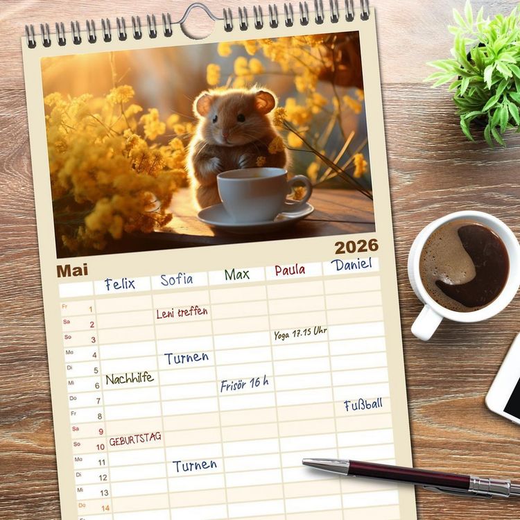 Produktbild: Familienplaner 2026 - Heute ist mein Tag mit 5 Spalten (Wandkalender, 21 x 45 cm) CALVENDO