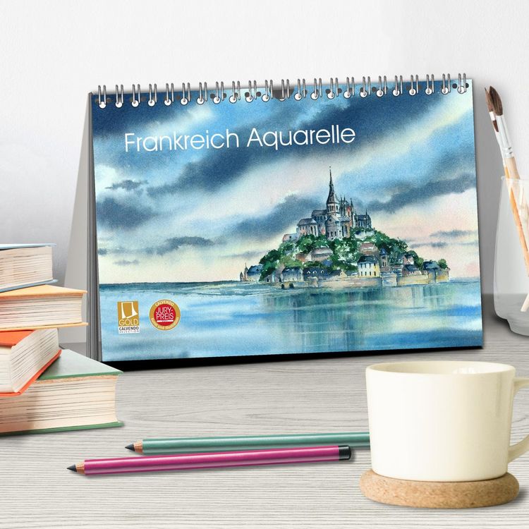 Produktbild: Frankreich Aquarelle (Tischkalender 2026 DIN A5 quer), CALVENDO Monatskalender