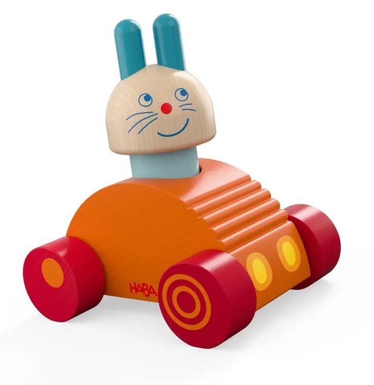 Produktbild: HABA 2012240001 - Rabbit Racer, Entdeckerfahrzeug Hasen-Flitzer 2in1, Spielzeug-Auto