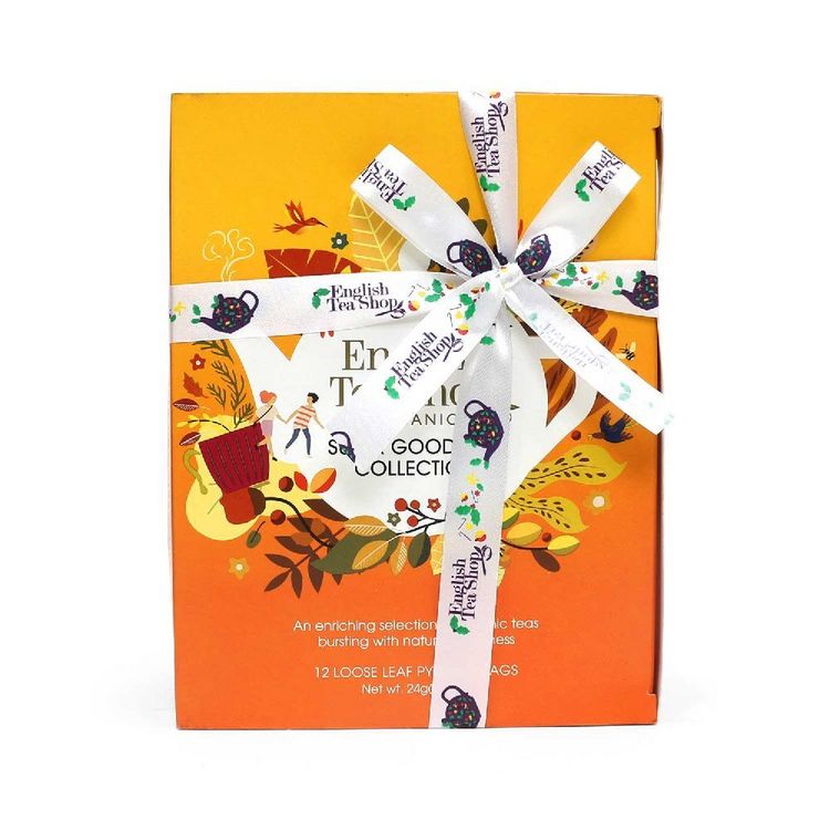 Produktbild: BIO Tee Geschenk mit Schleife "Super Goodness Tee Kollektion", 6 Sorten, 12 kompostierbare Pyramiden-Beutel