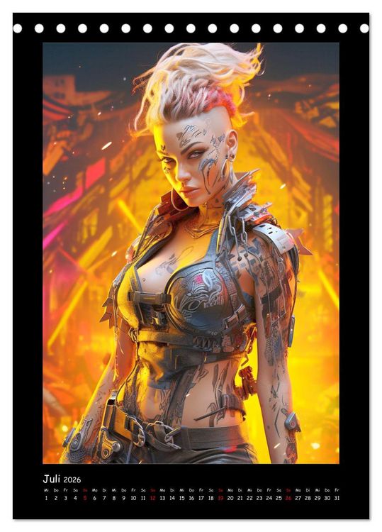 Produktbild: Cyberpunk. Futuristische Heldinnen (Tischkalender 2026 DIN A5 hoch), CALVENDO Monatskalender