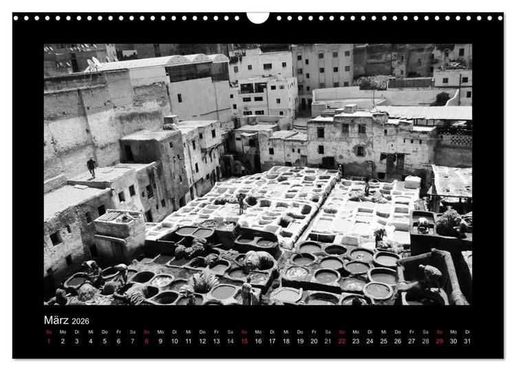 Produktbild: Marokko - Nostalgie in schwarz-weiss (Wandkalender 2026 DIN A3 quer), CALVENDO Monatskalender