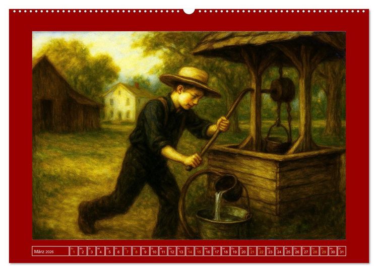 Produktbild: Einfach Leben - Einblicke in die Welt der Amish im Stil alter Gem&auml;lde (Wandkalender 2026 DIN A2 quer), CALVENDO Monatskalender