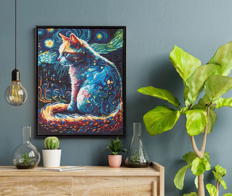 Produktbild: DIAMOND DOTZ - Diamond Painting Katze bei Nacht