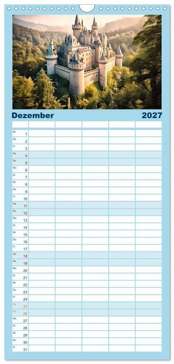 Produktbild: Familienplaner 2027 - Romantische Ritterburgen mit 5 Spalten (Wandkalender, 21 x 45 cm) CALVENDO