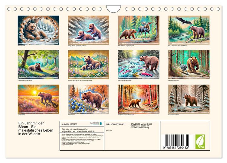 Produktbild: Ein Jahr mit den B&auml;ren - Ein majest&auml;tisches Leben in der Wildnis (Wandkalender 2026 DIN A4 quer), CALVENDO Monatskalender