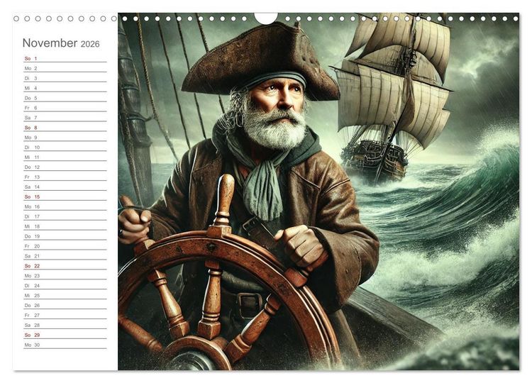 Produktbild: KI Piraten - Abenteuer der Seer&auml;uber auf hoher See (Wandkalender 2026 DIN A3 quer), CALVENDO Monatskalender