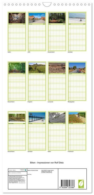 Produktbild: Familienplaner 2027 - Biken - Impressionen von Rolf Dietz mit 5 Spalten (Wandkalender, 21 x 45 cm) CALVENDO