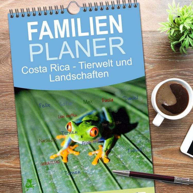 Produktbild: Familienplaner 2026 - Costa Rica - Tierwelt und Landschaften mit 5 Spalten (Wandkalender, 21 x 45 cm) CALVENDO