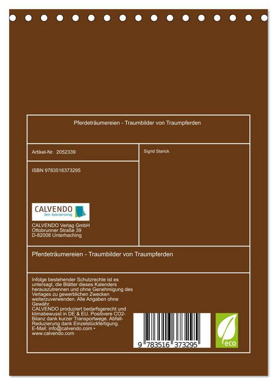 Produktbild: Pferdetr&auml;umereien - Traumbilder von Traumpferden (Tischkalender 2026 DIN A5 hoch), CALVENDO Monatskalender