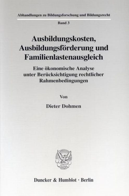 Produktbild: Ausbildungskosten, Ausbildungsförderung und Familienlastenausgleich.