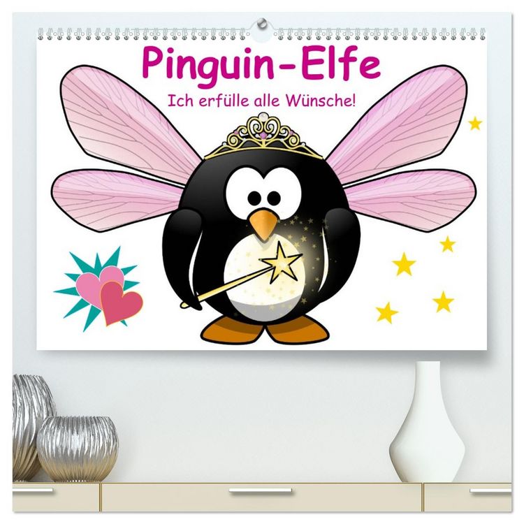 Produktbild: Pinguin-Elfe (hochwertiger Premium Wandkalender 2026 DIN A2 quer), Kunstdruck in Hochglanz
