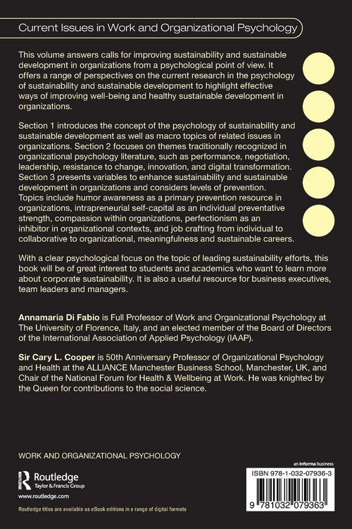 Produktbild: Psychology of Sustainability and Sustainable Development in Organizations