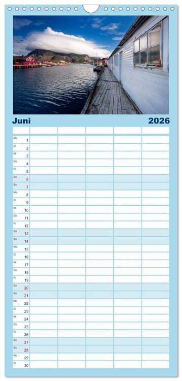 Produktbild: Familienplaner 2026 - Norwegen - Land im Norden mit 5 Spalten (Wandkalender, 21 x 45 cm) CALVENDO