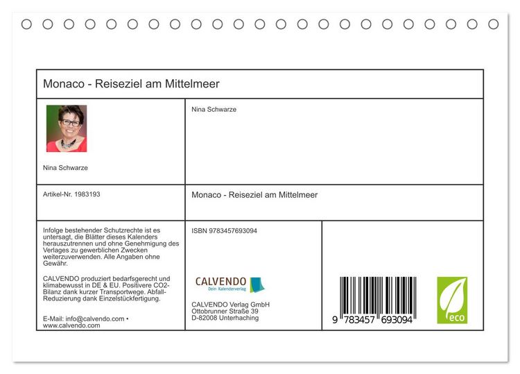 Produktbild: Monaco - Reiseziel am Mittelmeer (Tischkalender 2026 DIN A5 quer), CALVENDO Monatskalender