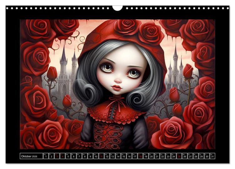 Produktbild: Little Gothic Queens. Surrealistische Illustrationen (Wandkalender 2026 DIN A3 quer), CALVENDO Monatskalender