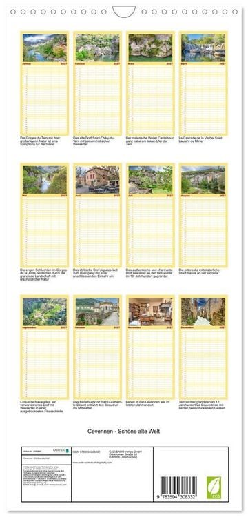Produktbild: Familienplaner 2027 - Cevennen - Sch&ouml;ne alte Welt mit 5 Spalten (Wandkalender, 21 x 45 cm) CALVENDO