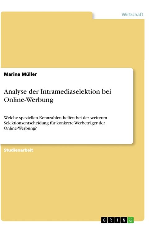 Produktbild: Analyse der Intramediaselektion bei Online-Werbung