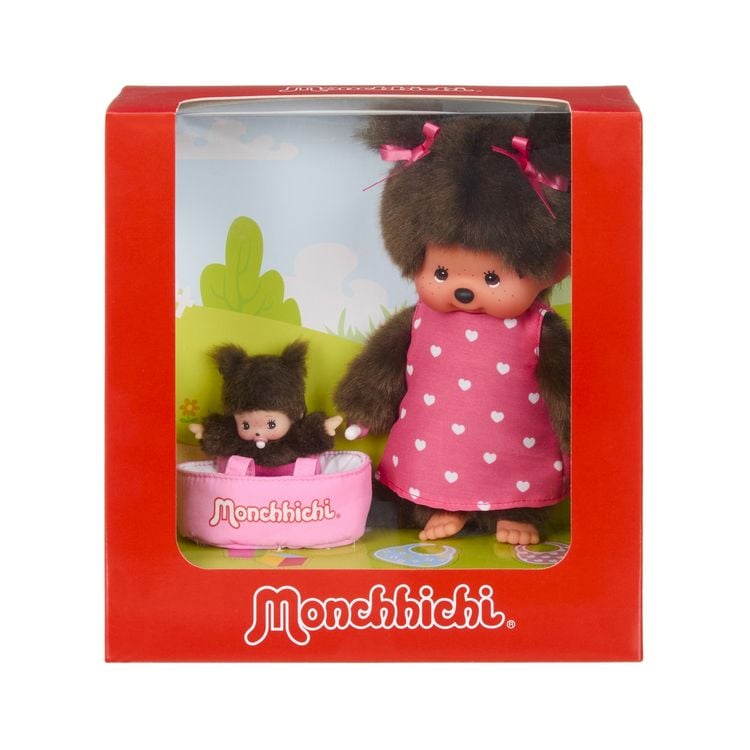 Produktbild: Monchhichi Pl&uuml;schfigur Girl mit Cot und Bebichhichi 20cm
