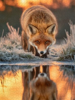 Produktbild: CALVENDO Puzzle Wenn selbst der Frost inneh&auml;lt, um den Fuchs zu beobachten | 1000 Teile Lege-Gr&ouml;&szlig;e 64x48cm Foto-Puzzle f&uuml;r gl&uuml;ckliche Stunden