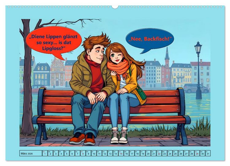 Produktbild: Plattd&uuml;tsche Cartoons (hochwertiger Premium Wandkalender 2026 DIN A2 quer), Kunstdruck in Hochglanz