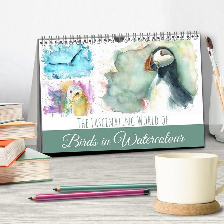 Produktbild: The Fascinating World of Birds in Watercolour (Desk Calendar 2026 DIN A5 landscape), CALVENDO 12 Month DeskCalendar