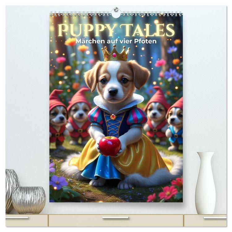 Produktbild: Puppy Tales - M&auml;rchen auf vier Pfoten (hochwertiger Premium Wandkalender 2027 DIN A2 hoch), Kunstdruck in Hochglanz