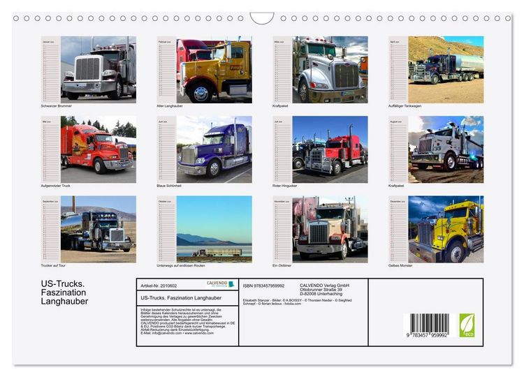 Produktbild: US-Trucks. Faszination Langhauber (Wandkalender 2026 DIN A3 quer), CALVENDO Monatskalender