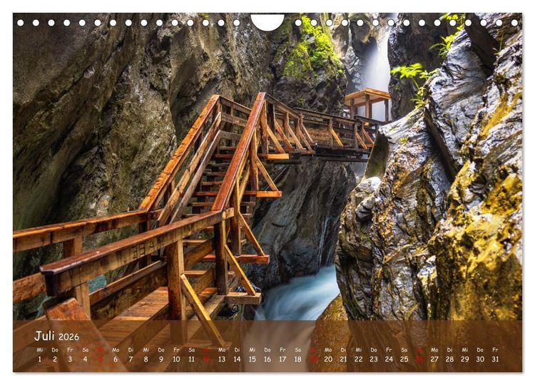 Produktbild: Faszinierende Naturschauspiele - imposante Klamm und Wasserfall Fotografie (Wandkalender 2026 DIN A4 quer), CALVENDO Monatskalender