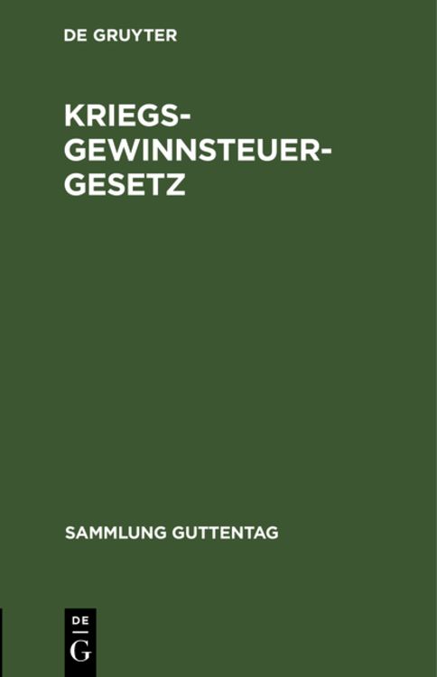 Produktbild: Kriegsgewinnsteuergesetz