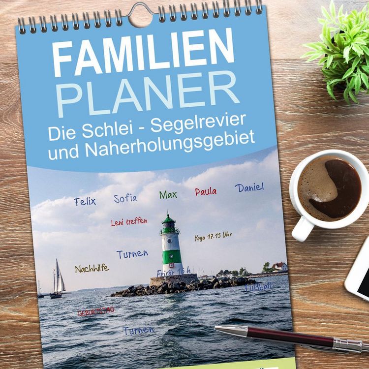Produktbild: Familienplaner 2026 - Die Schlei - Segelrevier und Naherholungsgebiet mit 5 Spalten (Wandkalender, 21 x 45 cm) CALVENDO