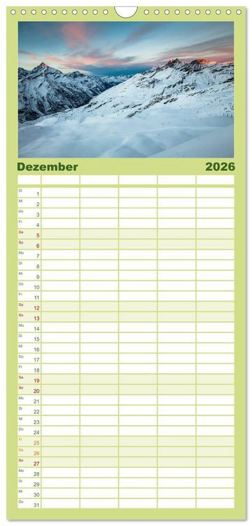 Produktbild: Familienplaner 2026 - Geheimnisvolle Alpen mit 5 Spalten (Wandkalender, 21 x 45 cm) CALVENDO