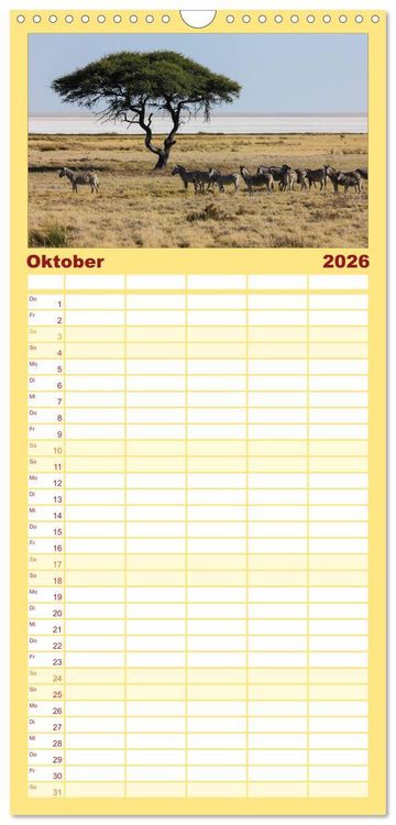 Produktbild: Familienplaner 2026 - Wildes Namibia mit 5 Spalten (Wandkalender, 21 x 45 cm) CALVENDO