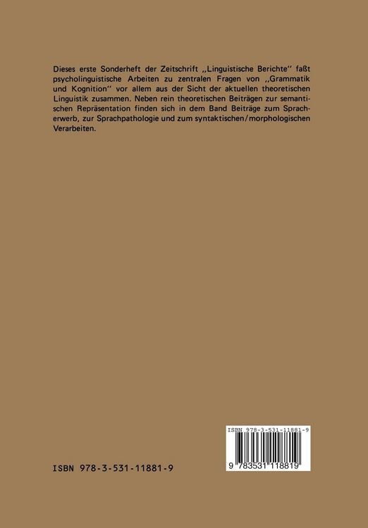 Produktbild: Grammatik und Kognition