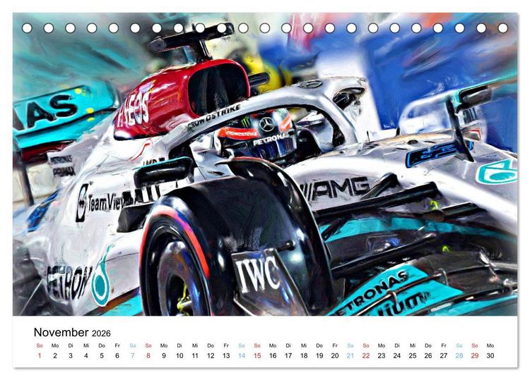 Produktbild: Formel 1 kreativ - Digital Art von Jean-Louis Glineur (Tischkalender 2026 DIN A5 quer), CALVENDO Monatskalender