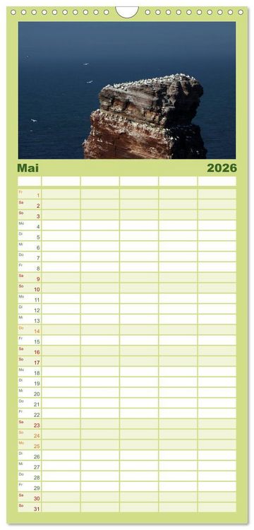 Produktbild: Familienplaner 2026 - Helgoland mit 5 Spalten (Wandkalender, 21 x 45 cm) CALVENDO
