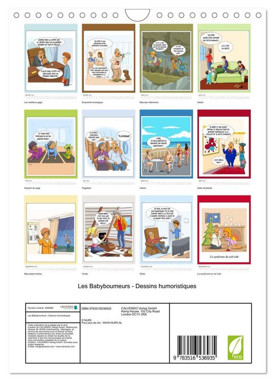 Produktbild: Les Babyboumeurs - Dessins humoristiques (Calendrier mural 2026 DIN A4 horizontal), CALVENDO calendrier mensuel